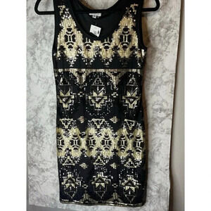 Women’s Black/Gold holiday party/Sequin Dress Medium Sleeveless/NWT /SlipOn